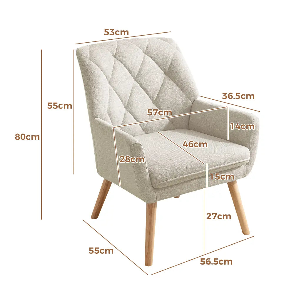 Close-up of Camila armchair’s durable fabric and refined stitching