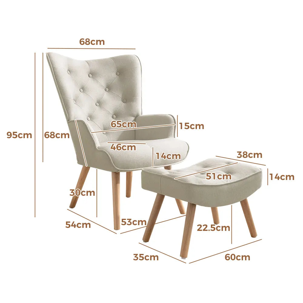 Side profile of the Sweeney Armchair in a home office setting height features