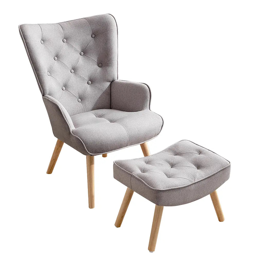 Sweeney Armchair next to a fireplace in a modern living space
