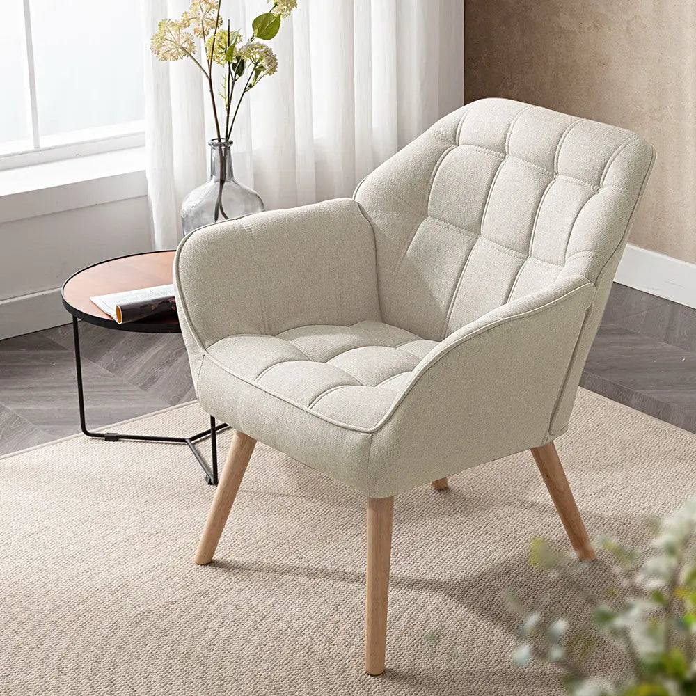 Jayna armchair with plush cushions in a modern living room