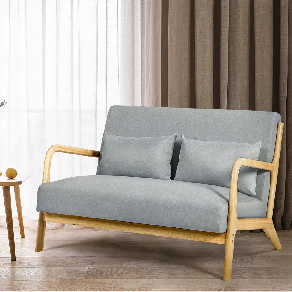 Close-up of plush cushions and wide armrests on Cali double armchair