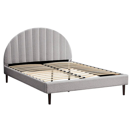 Chorus boucle bed in a cozy, modern bedroom setting