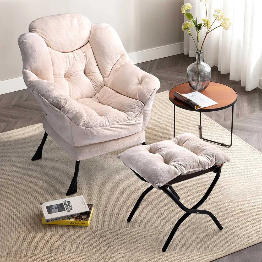Side angle of the Ridley Armchair showing its comfortable cushions