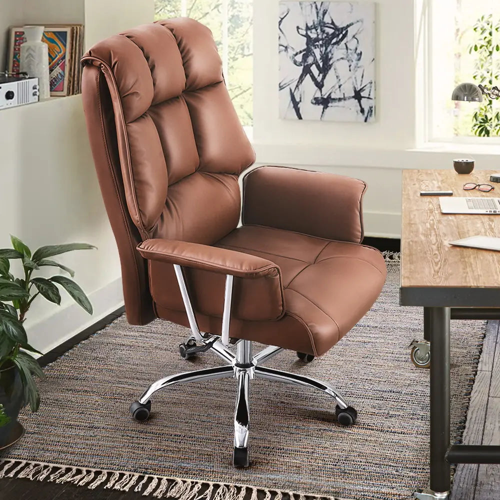 Sarif Faux Leather Executive Chair in a modern office setting