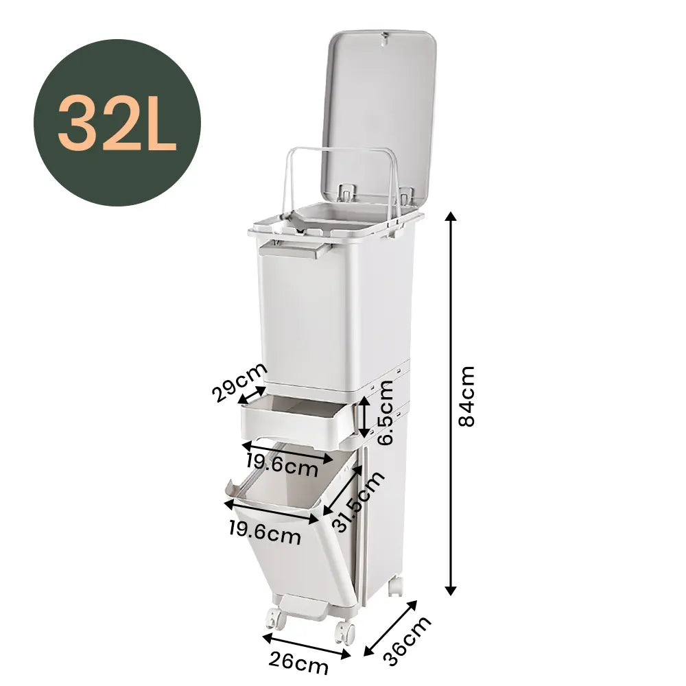 Spacious Kofi 3 layer kitchen bin with separate waste compartments