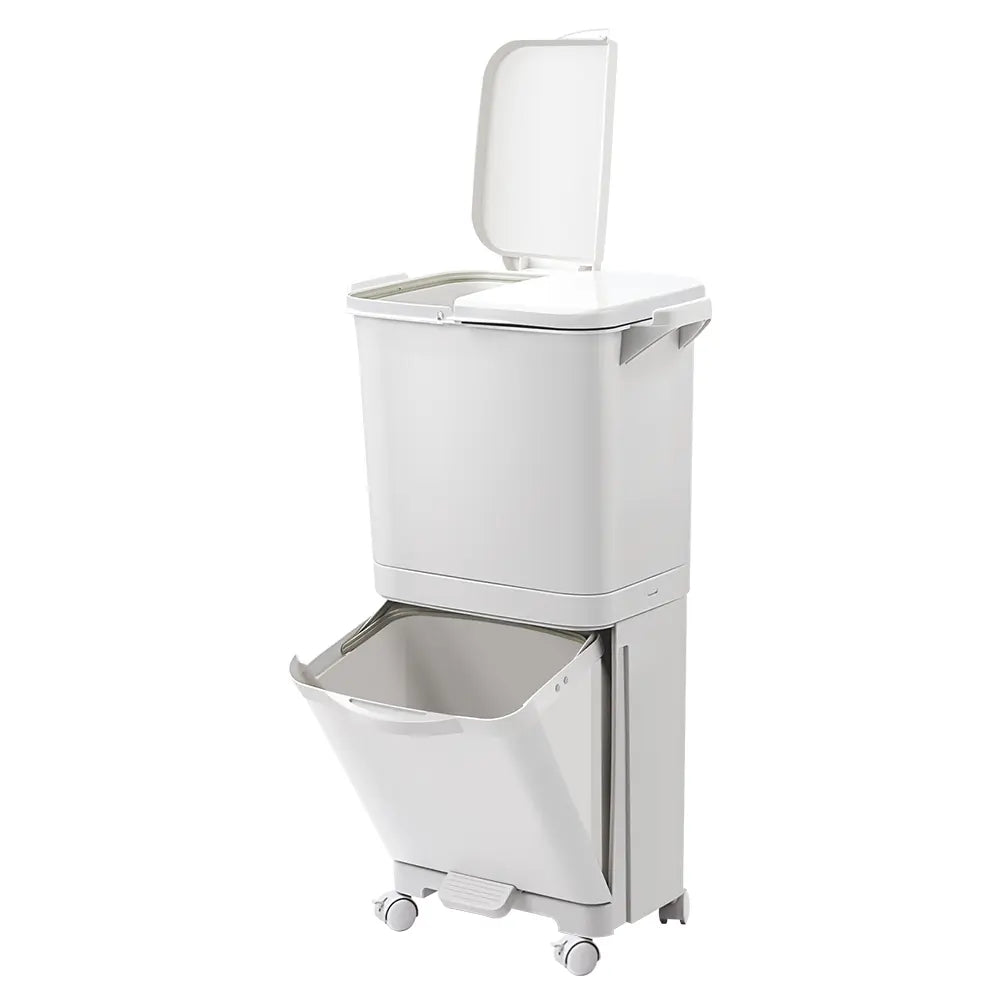 Side view of Kofi 3 layer kitchen bin in a modern kitchen