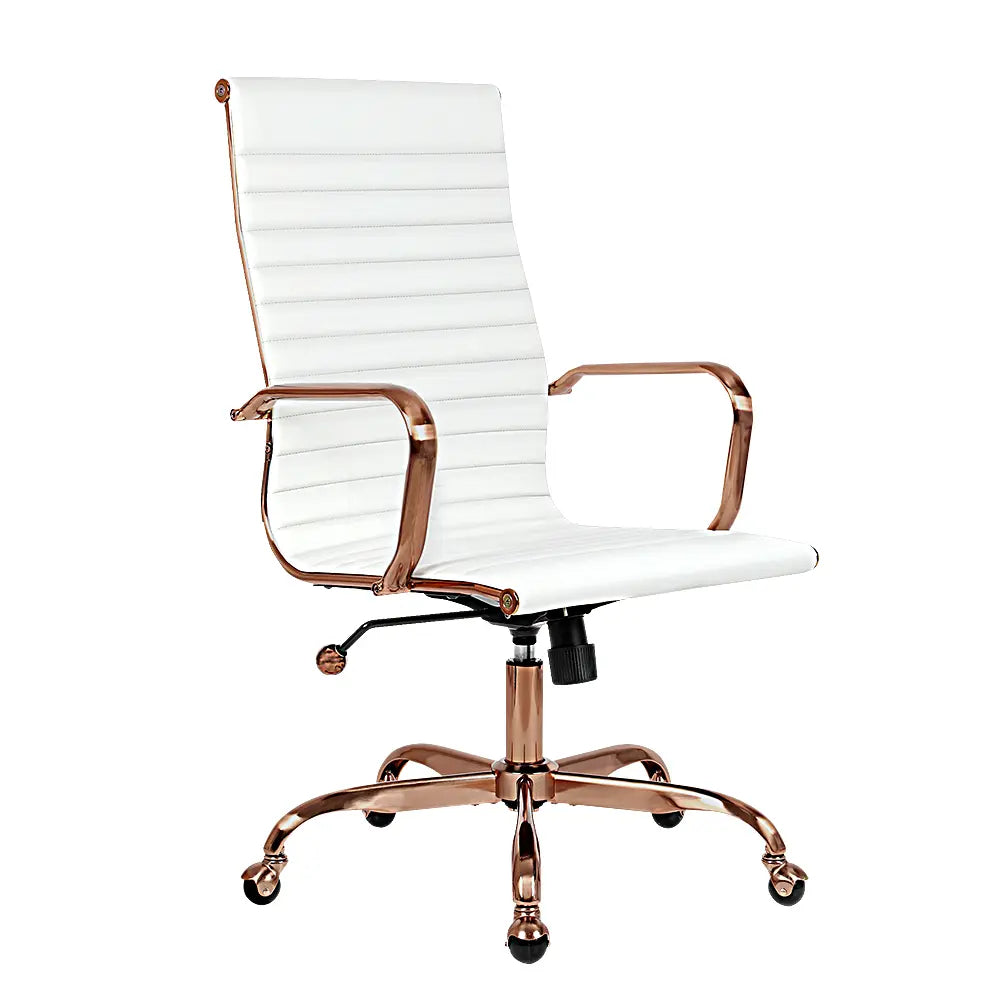 High-back PU leather office chair with ergonomic design