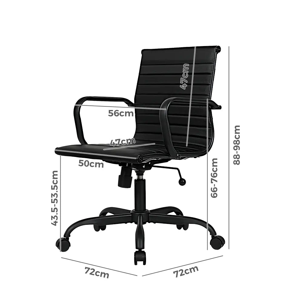 Side view of Eames replica mid-back chair with PU leather finish