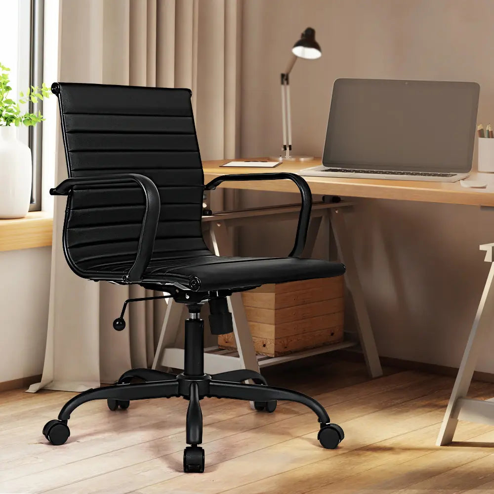 Firm feel PU leather Eames replica chair with ergonomic support