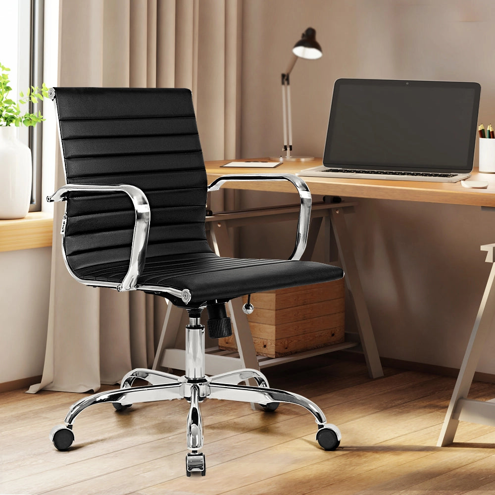 Sleek PU leather Eames replica chair with adjustable height settings