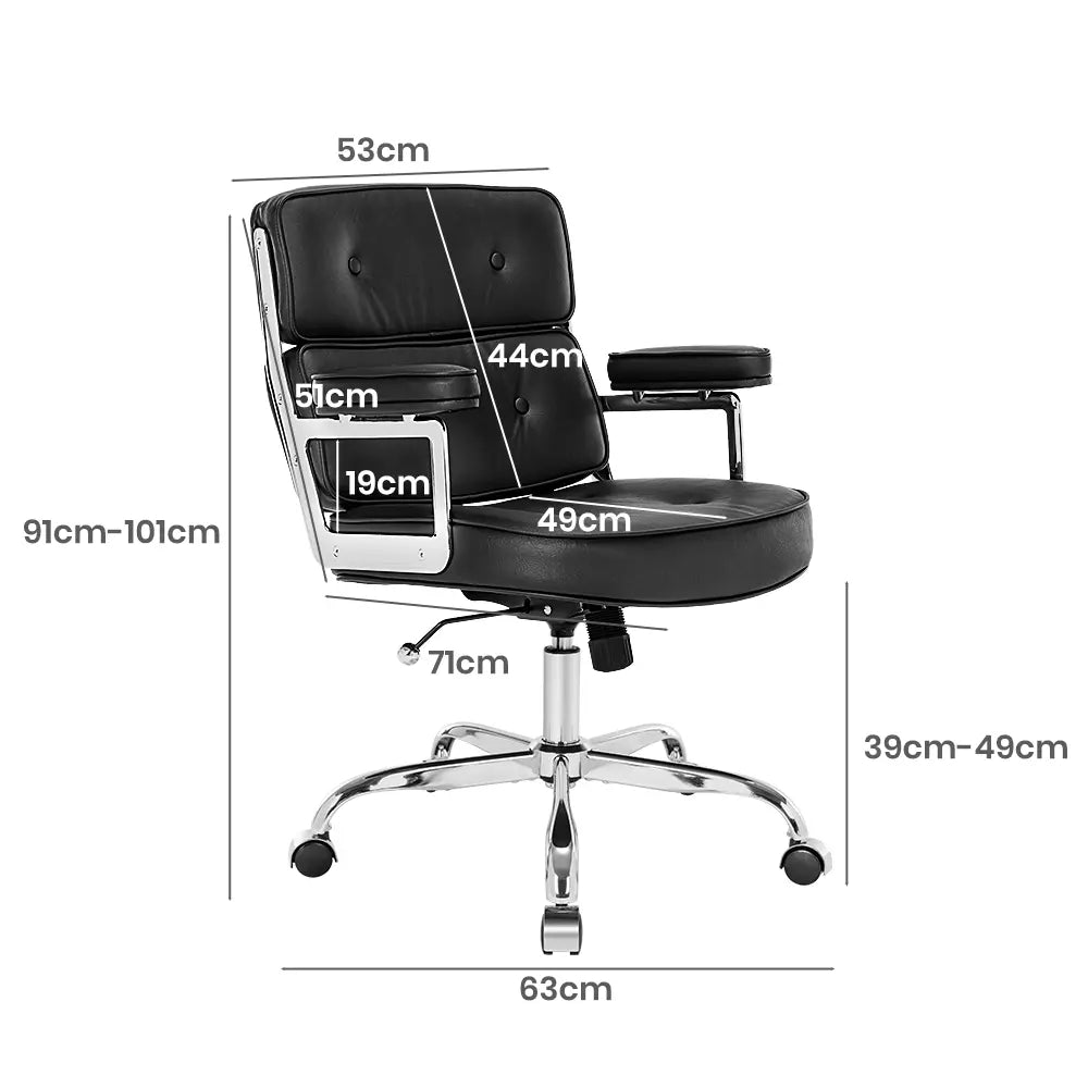Side view of the Copilot black office chair