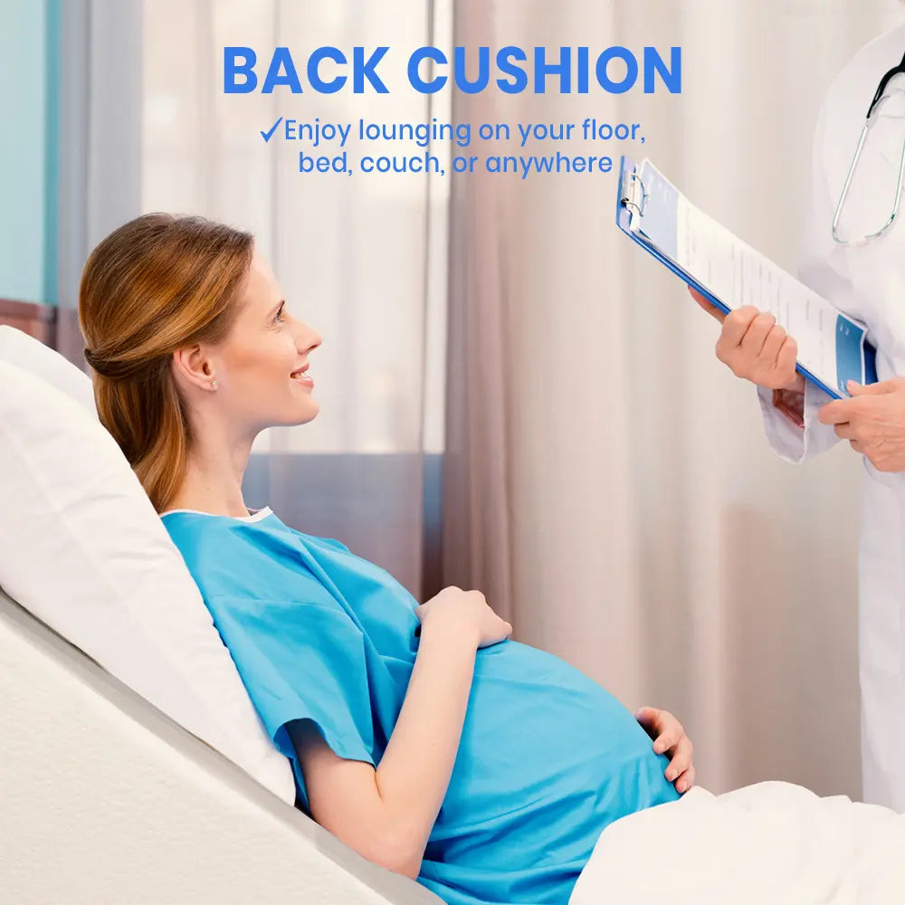 Side view of Kori wedge pillow providing elevation for back support