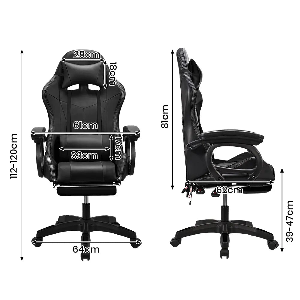 Side view of the Marvel LED Gaming Chair showing adjustable recline