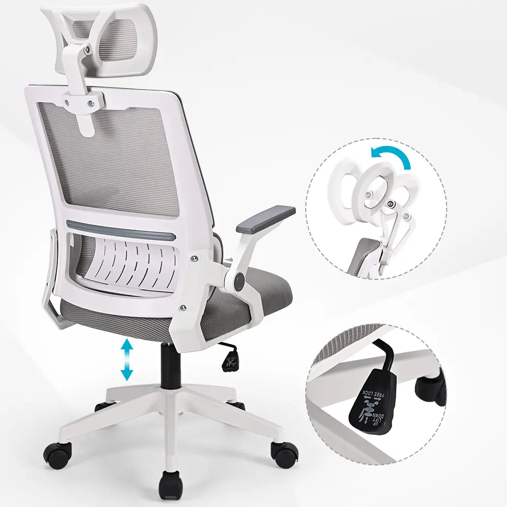 Adjustable headrest on Cushy ergonomic office chair CLA