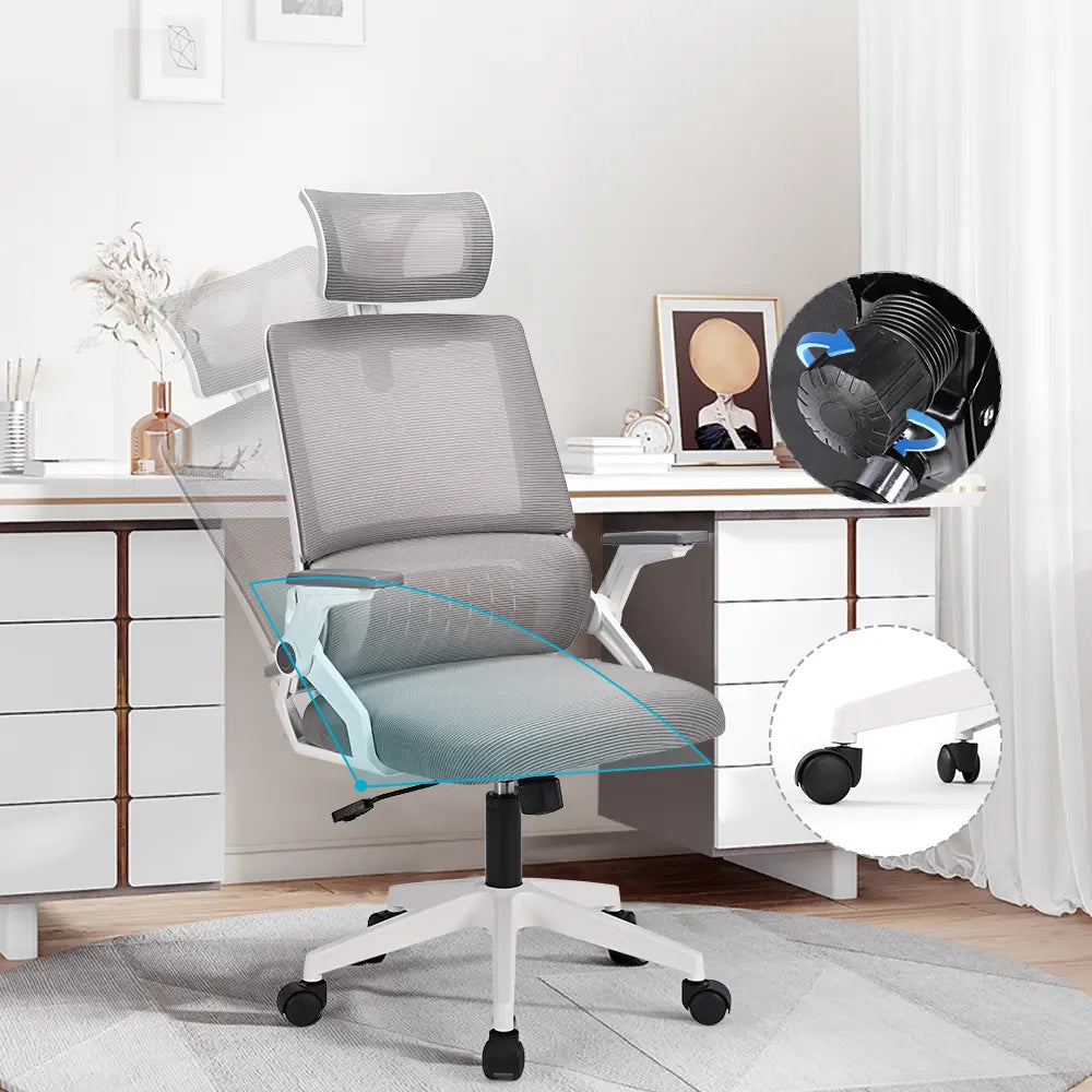 Office chair with breathable mesh backrest and cushioned seat