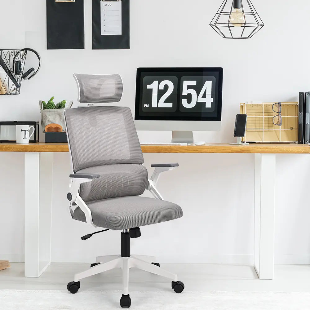 High-back ergonomic office chair with cushioned seat