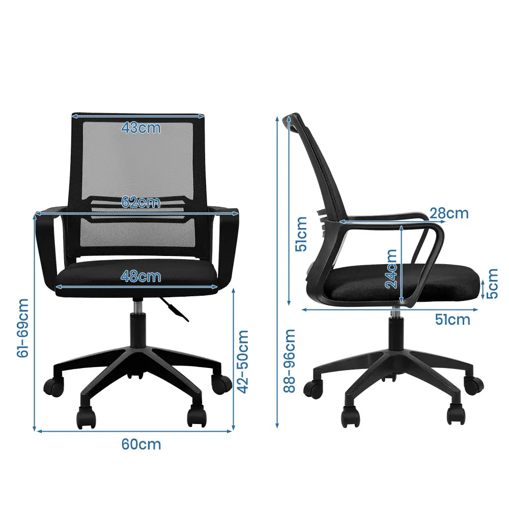 Close-up of the Soleil Mesh Office Chair’s adjustable armrests and seat height