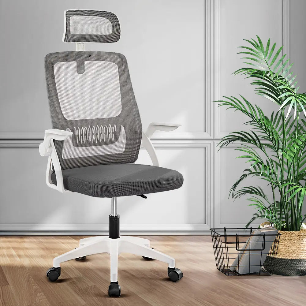 Side view of Empire mesh chair with adjustable height and armrests