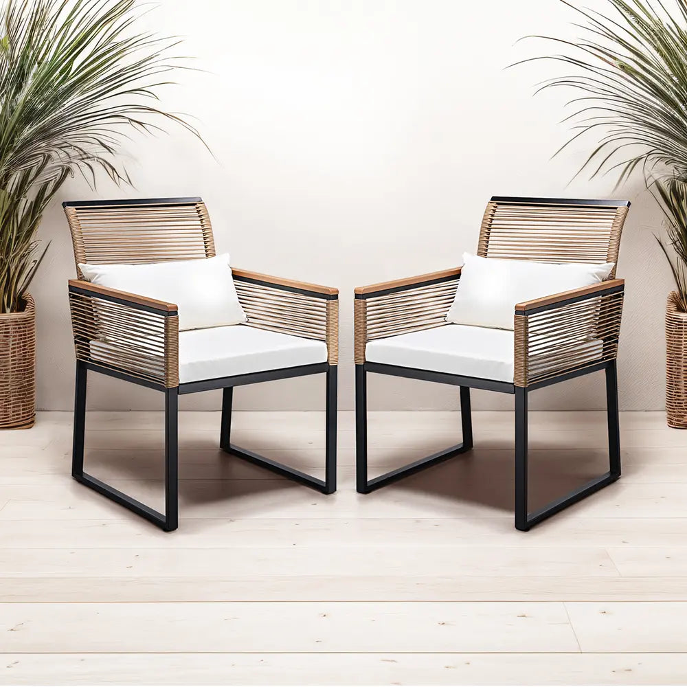 Set of 2 Allegra chairs by outdoor dining table in garden