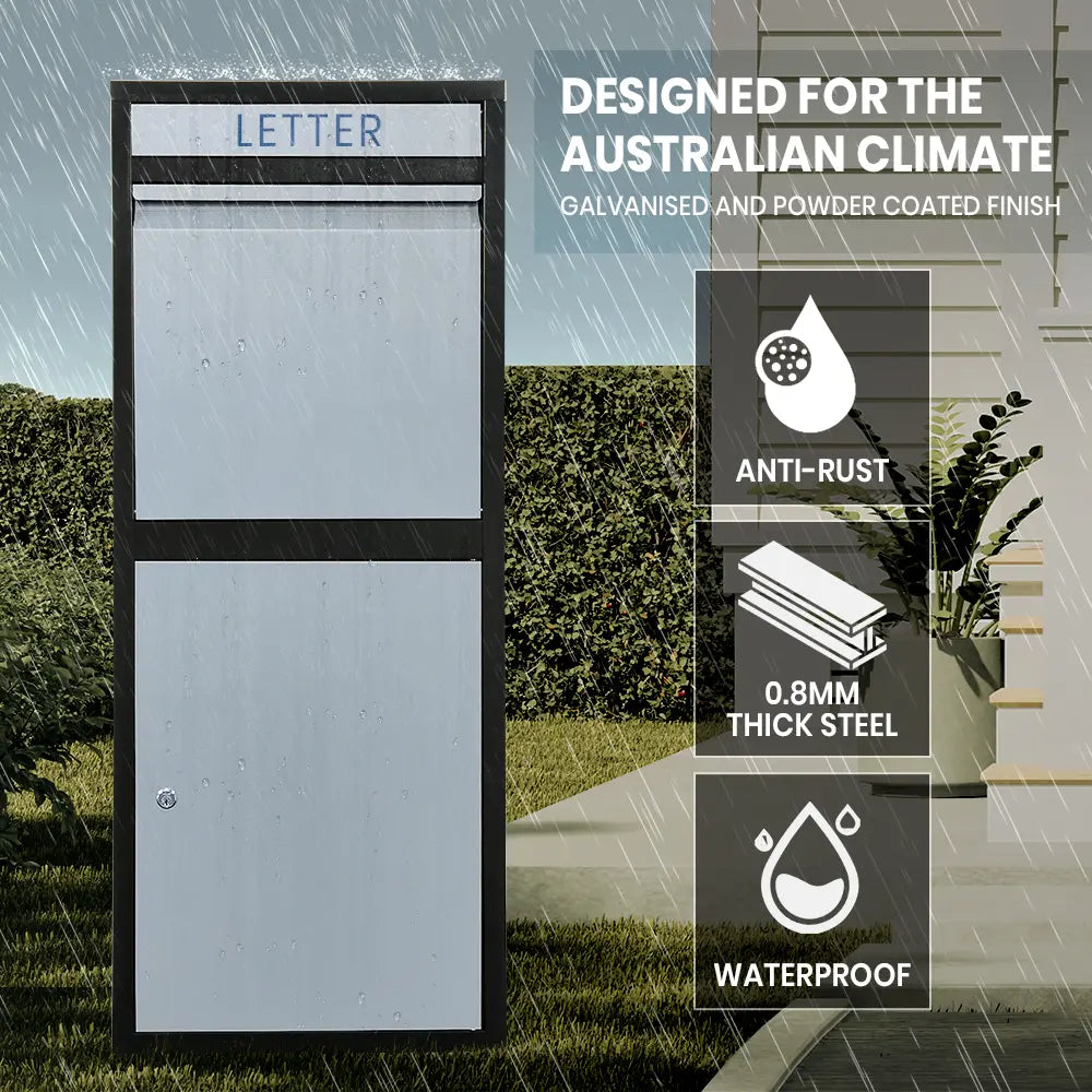 Weatherproof Erikslund parcel drop box with secure package storage