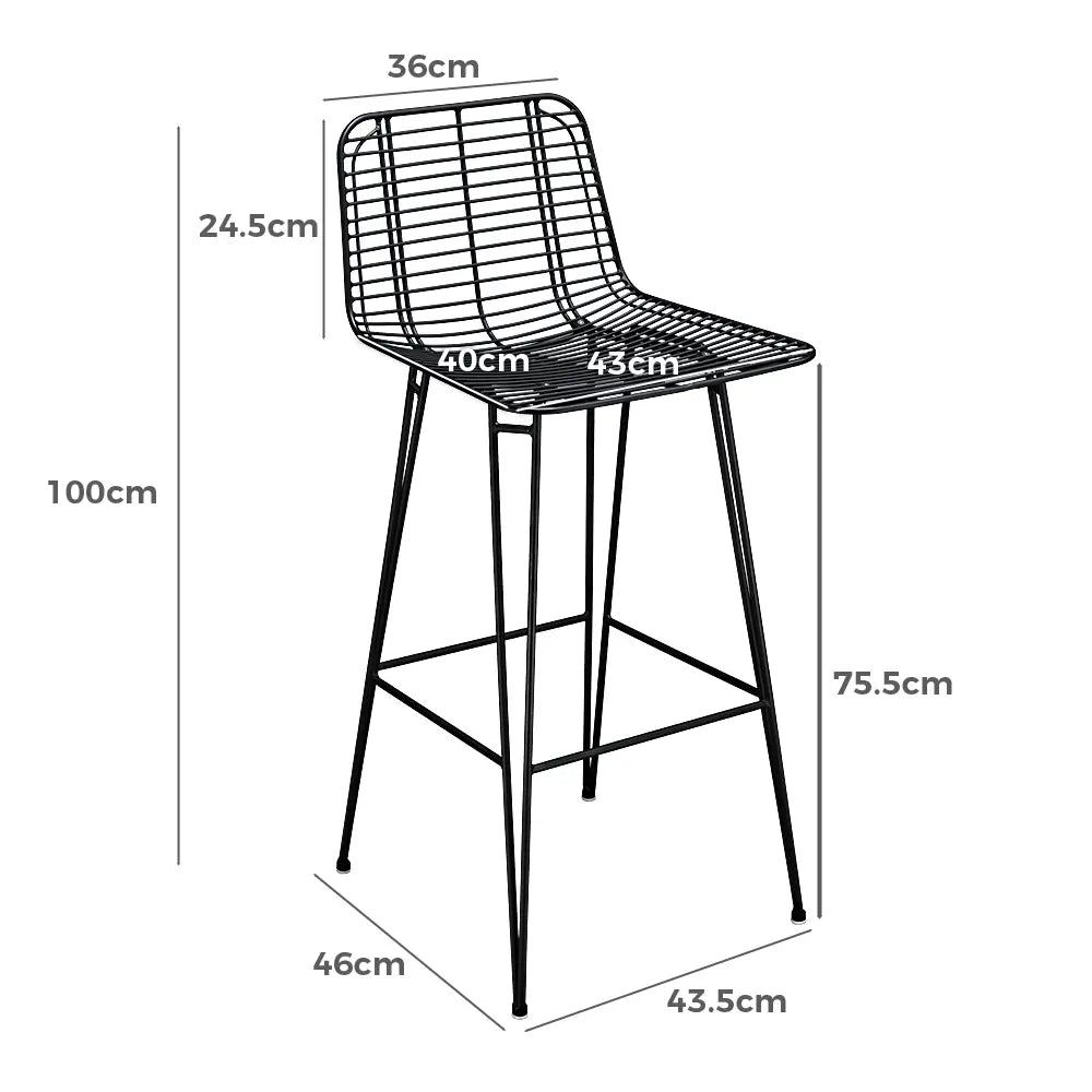 Grier Steel Bar Stool with Backrest
