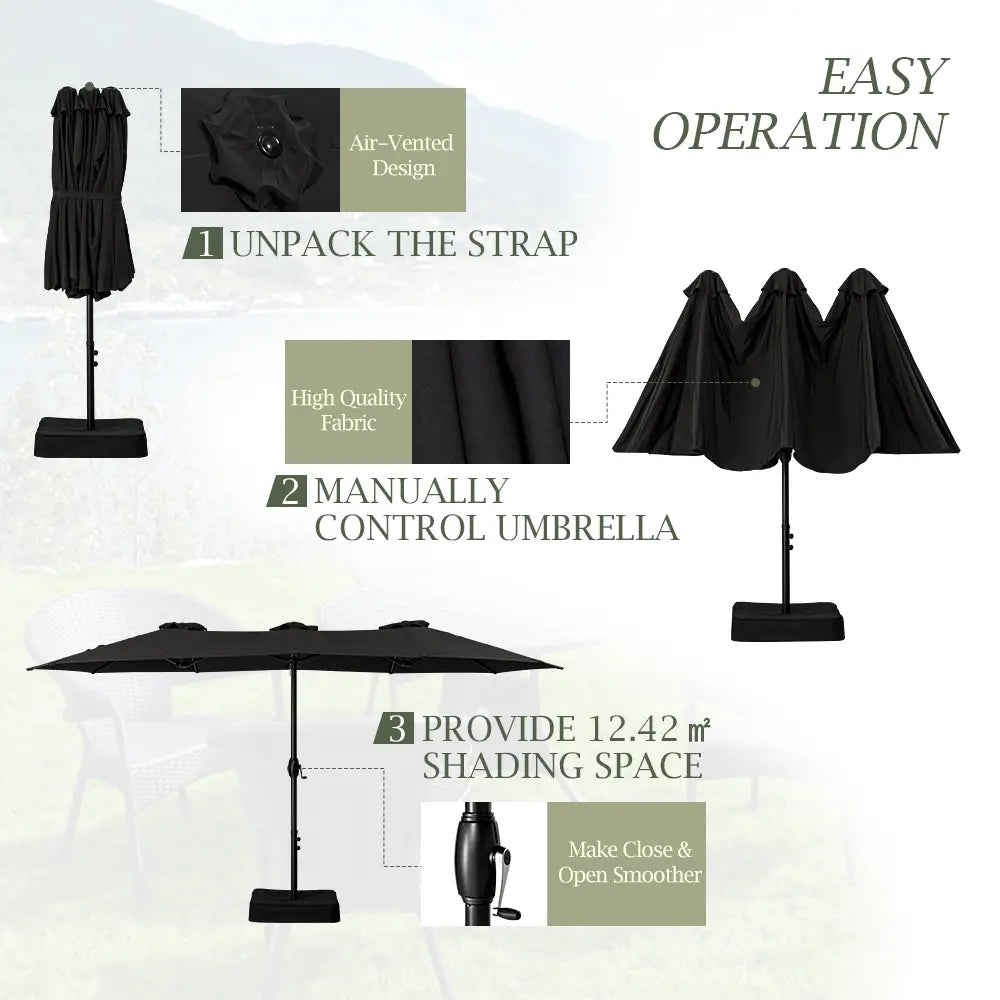 Side view of Lucien Outdoor Umbrella showing adjustable tilt feature
