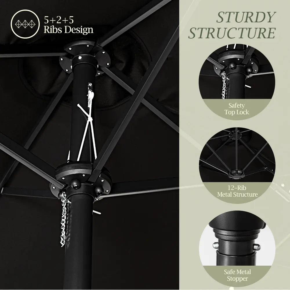 Tilted Lucien Outdoor Umbrella providing flexible shade