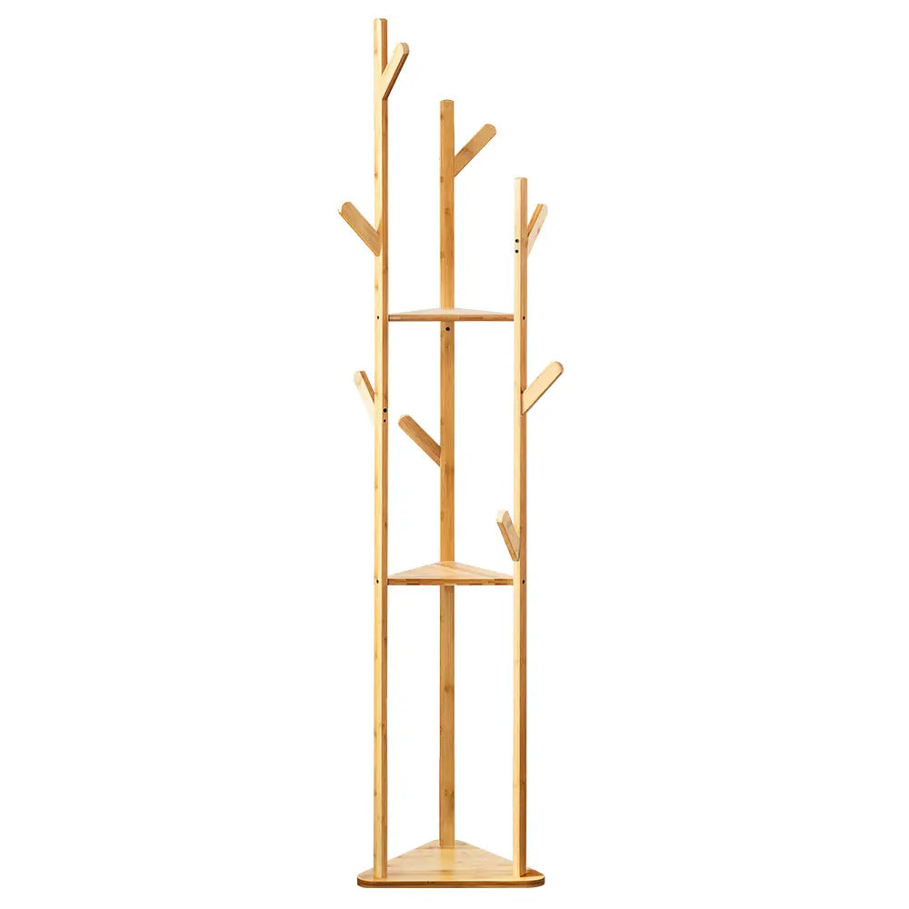 Devyn wooden garment rack with hanging space and shelf