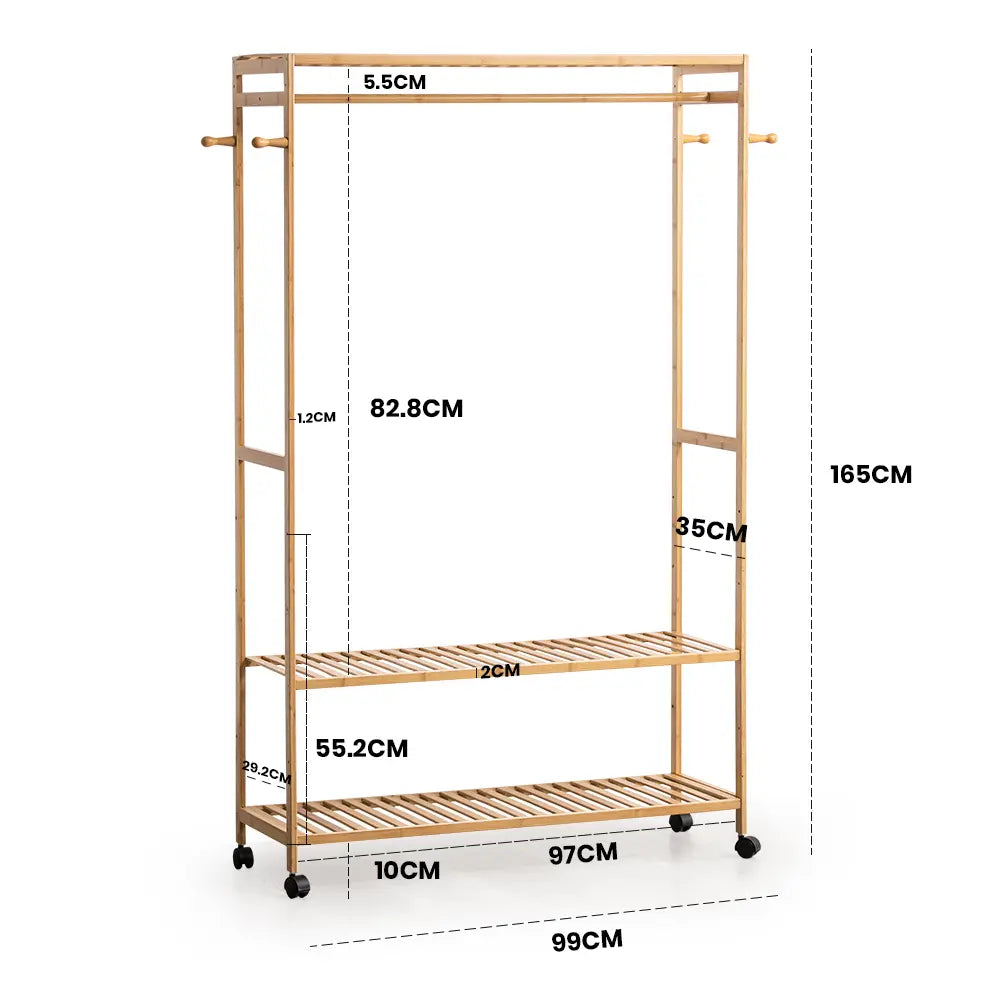 Tessa Wooden Garment Rack with height features
