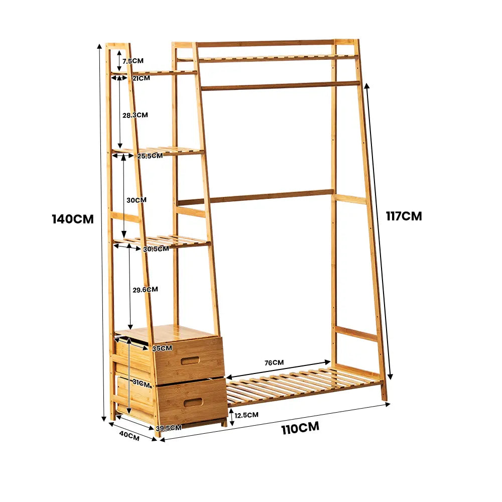 Compact Billy garment rack used for organizing outfits in cozy apartment