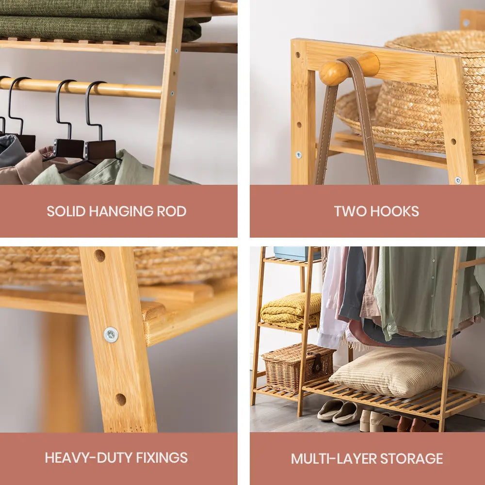 Billy 110CM wooden rack enhancing room decor while keeping clothes organized