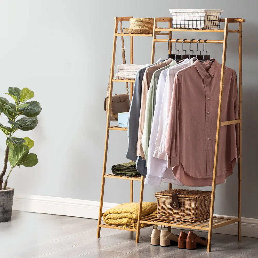Side view of Billy Wooden Garment Rack 80CM
