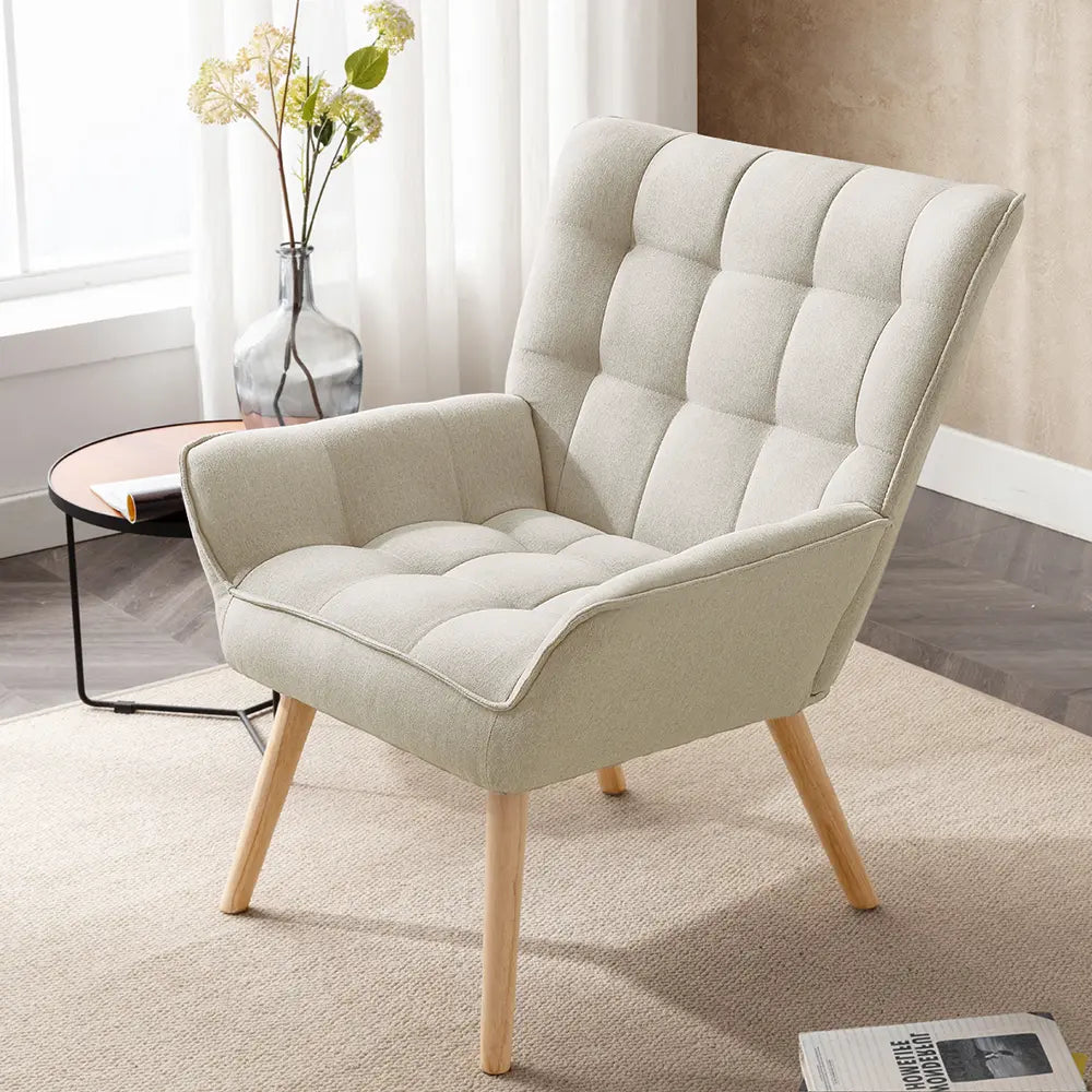 Jean armchair with soft cushions in a modern living room