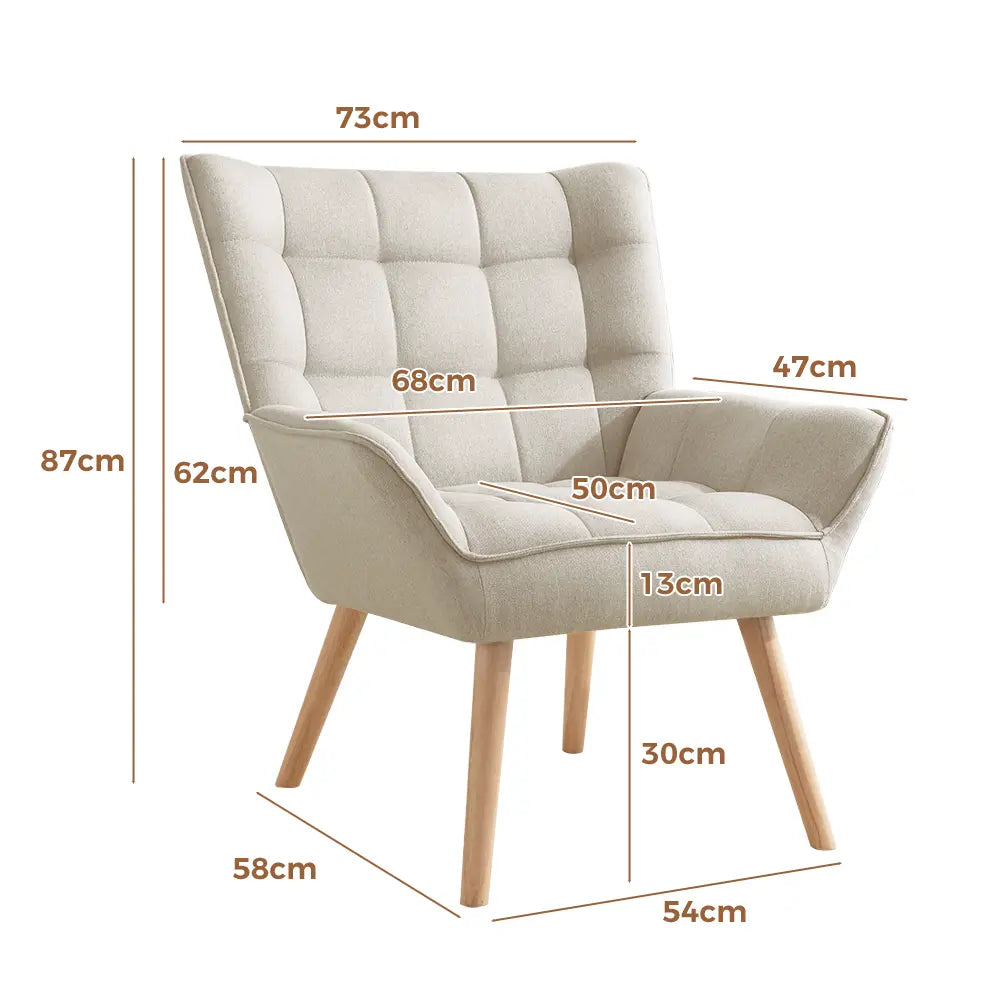 Stylish Jean armchair with sleek design and wooden legs