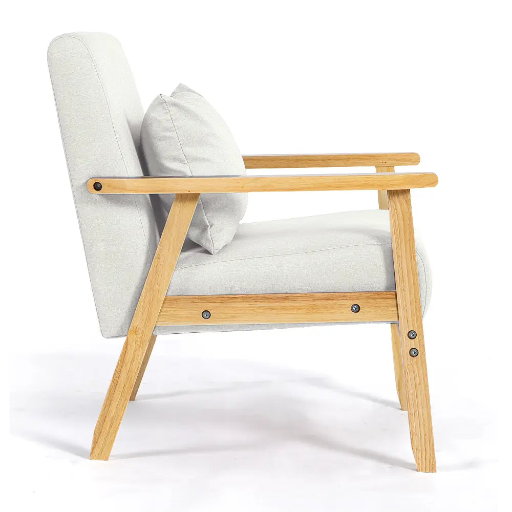 Compact Dove single armchair sofa with wooden legs