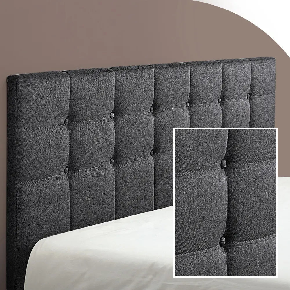 Top view of the Bole bed frame with mattress and bedding setup