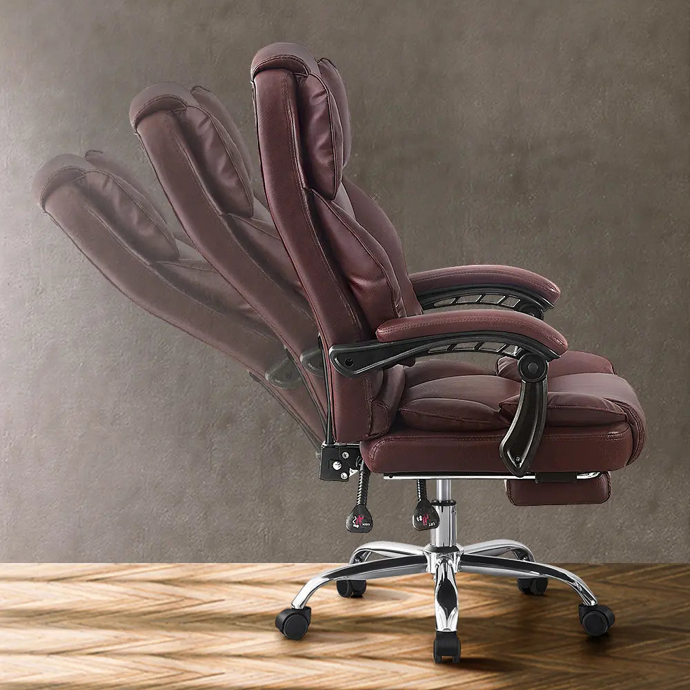 Side view of the Truesdale Executive Chair showing reclining backrest and footrest