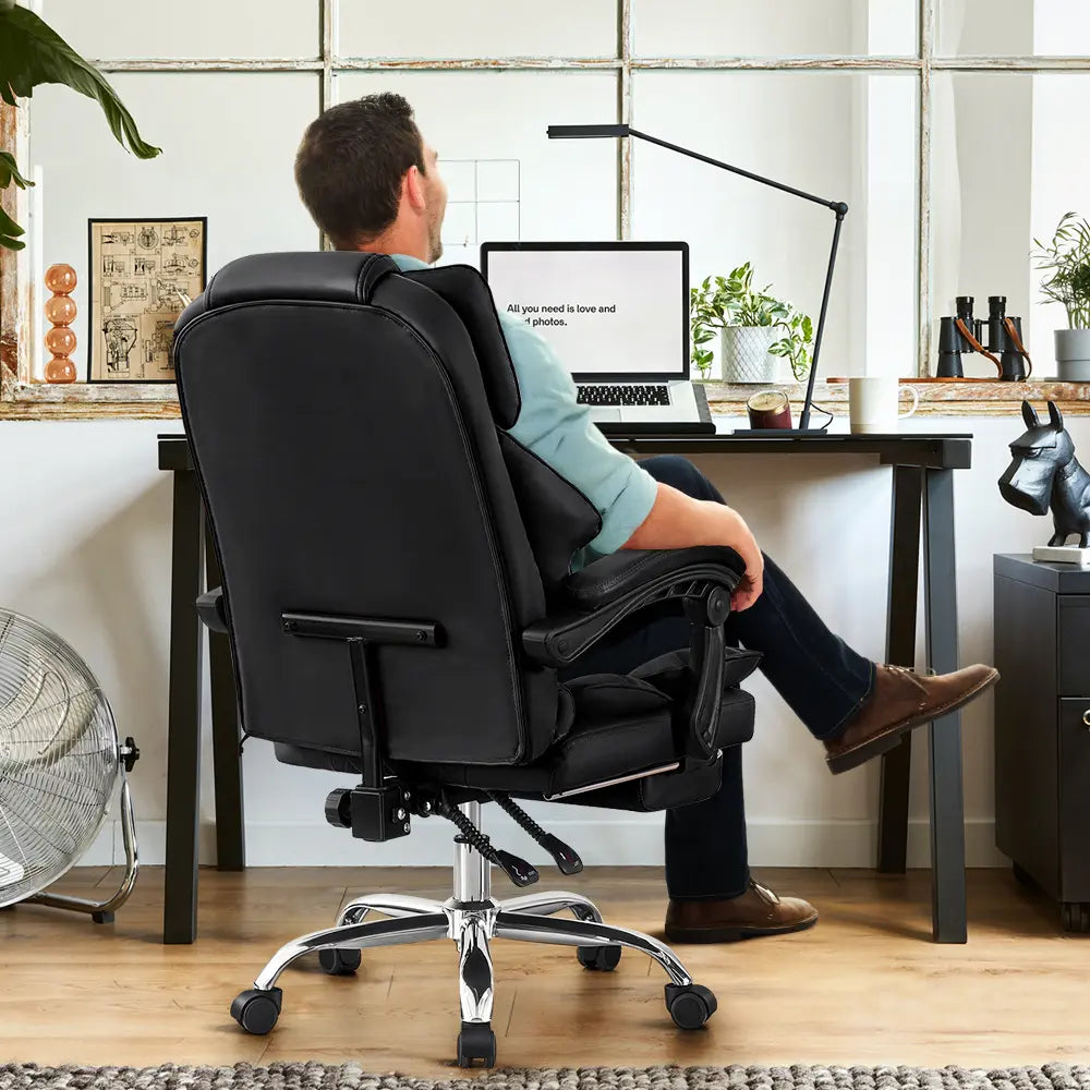 Dias office chair with adjustable footrest and lumbar support