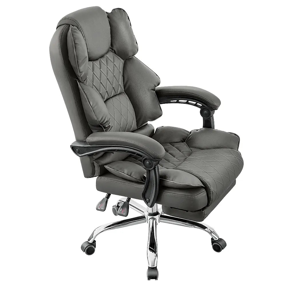 Ergonomic executive chair with padded armrests and footrest