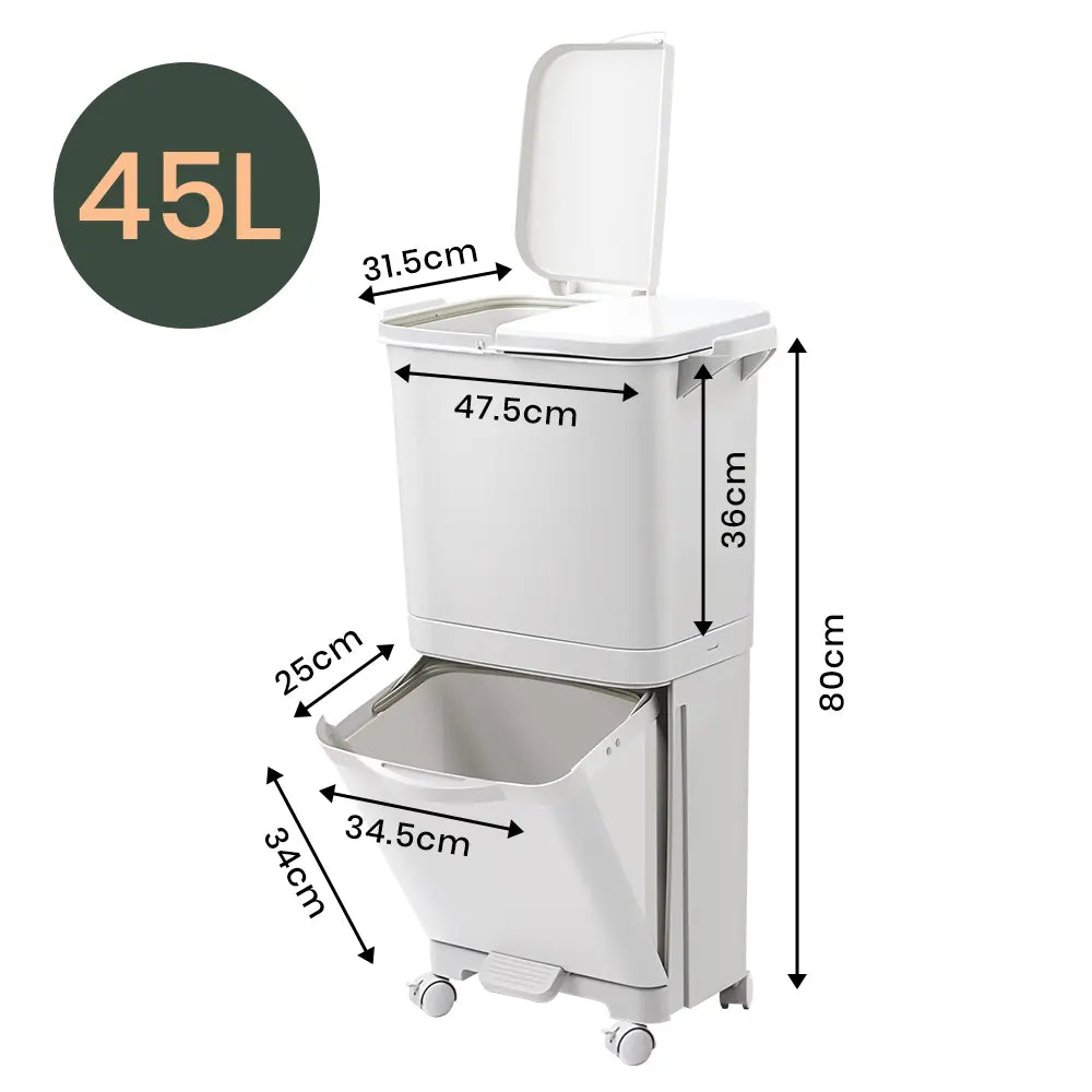 Kofi kitchen bin with layered compartments for efficient waste management