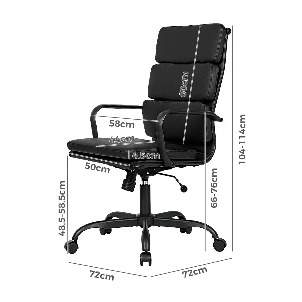 Ergonomic Eames replica chair with PU leather and polished chrome base