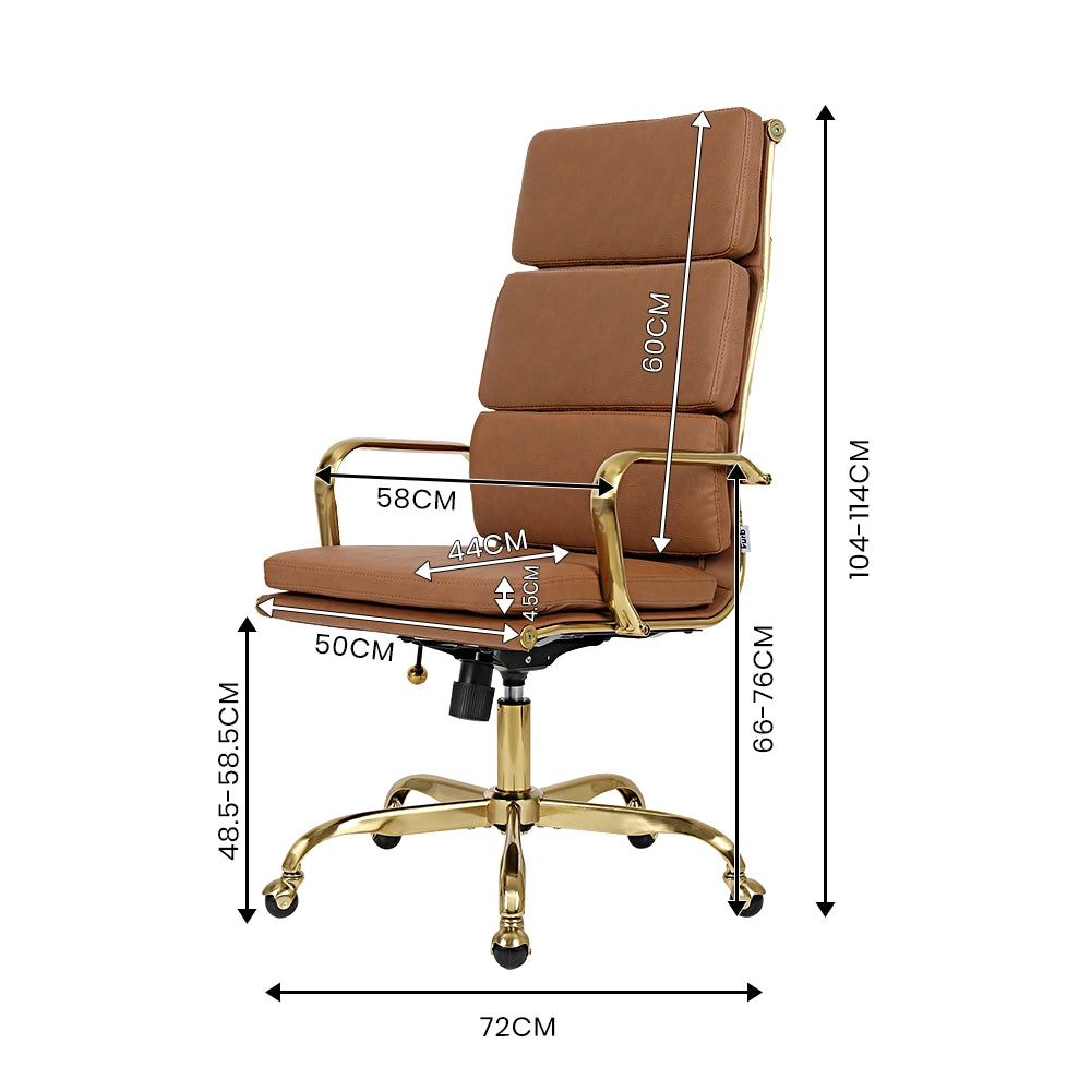 High-back PU leather office chair with ergonomic design in home office