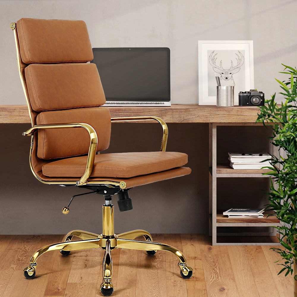 Eames replica executive chair with PU leather and chrome accents