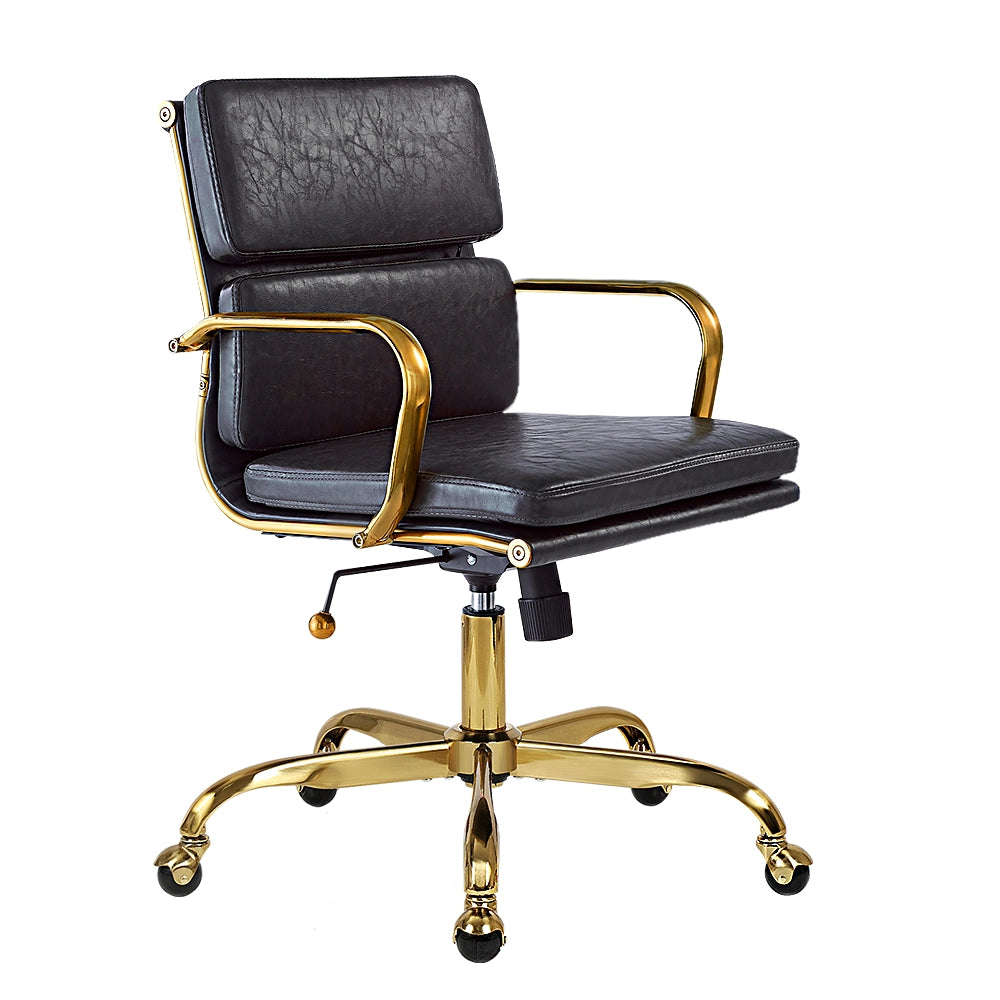 Adjustable Eames replica mid-back chair with PU leather finish