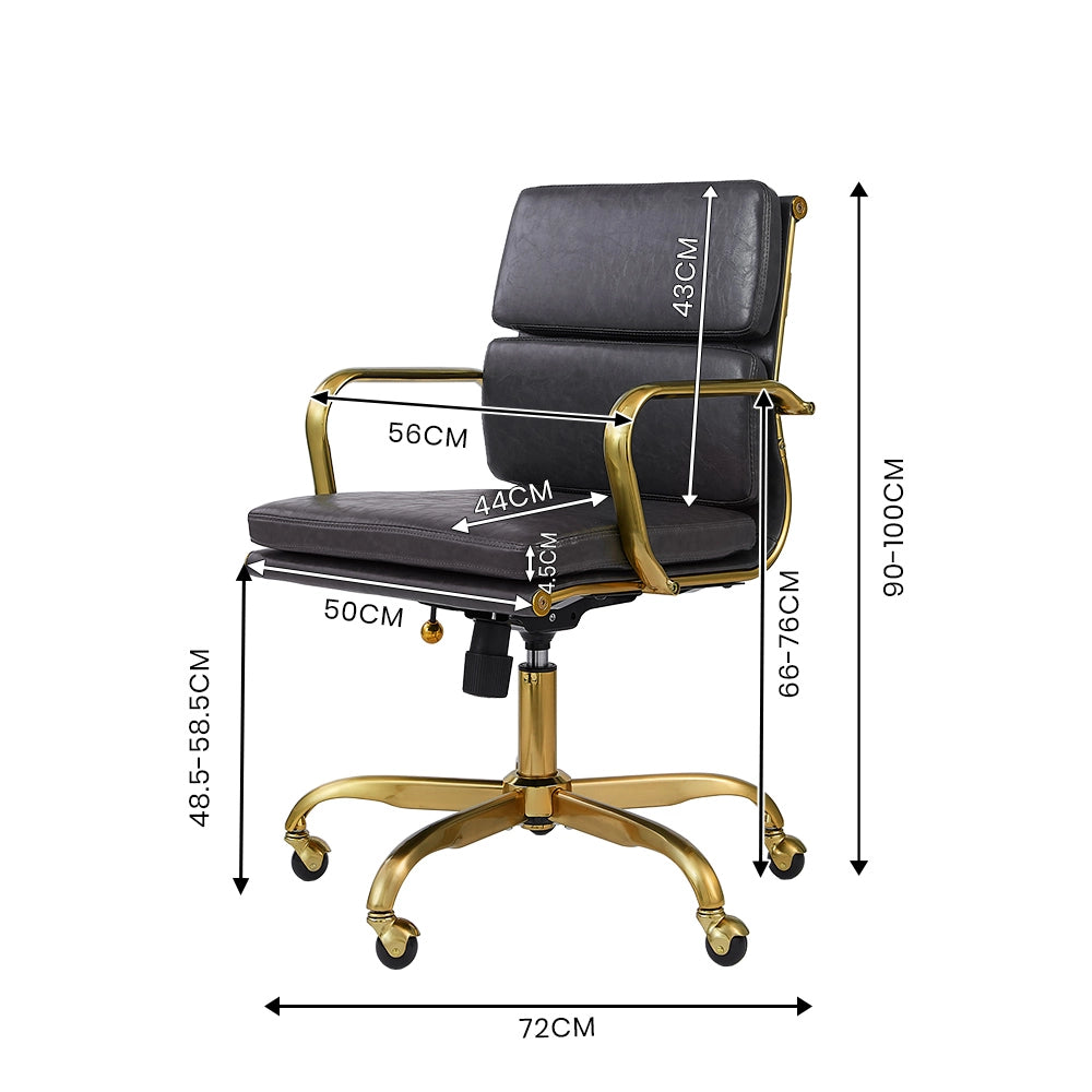 Stylish PU leather office chair with mid-backrest and polished base