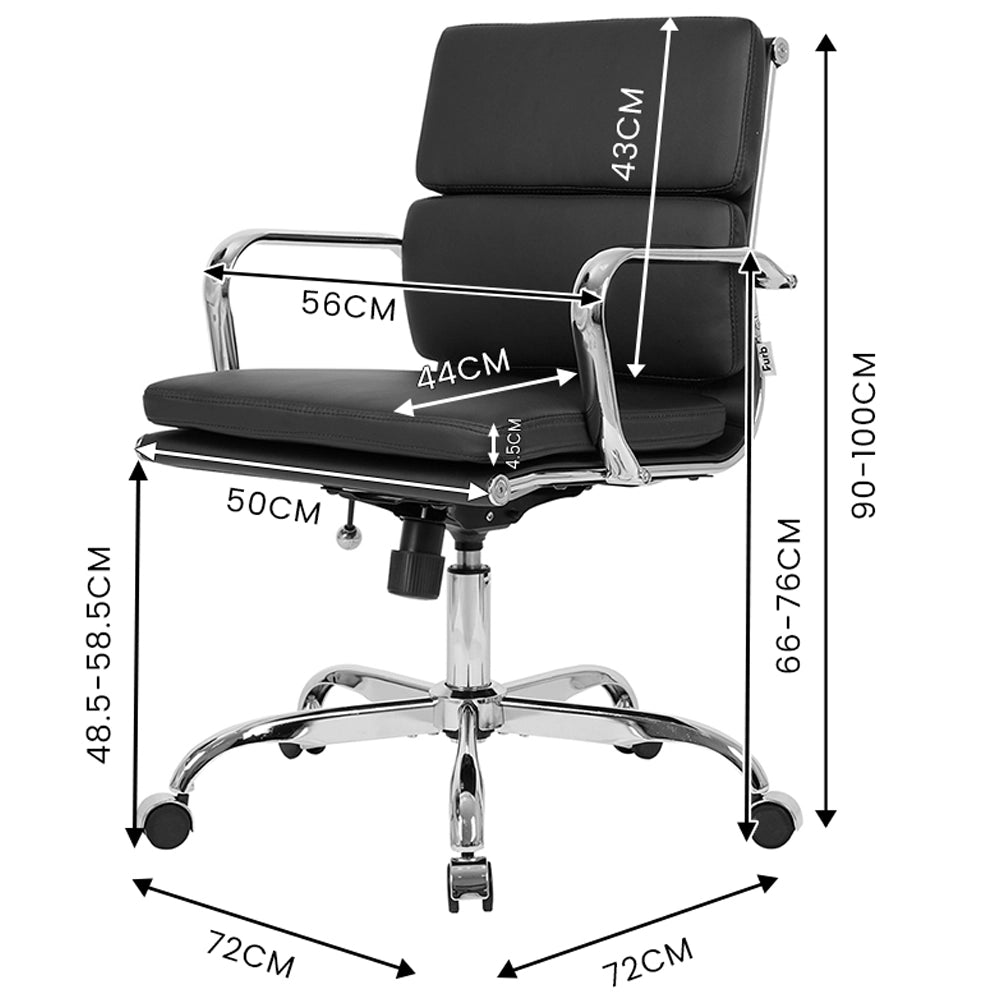 PU leather executive chair with mid-back design and chrome finish