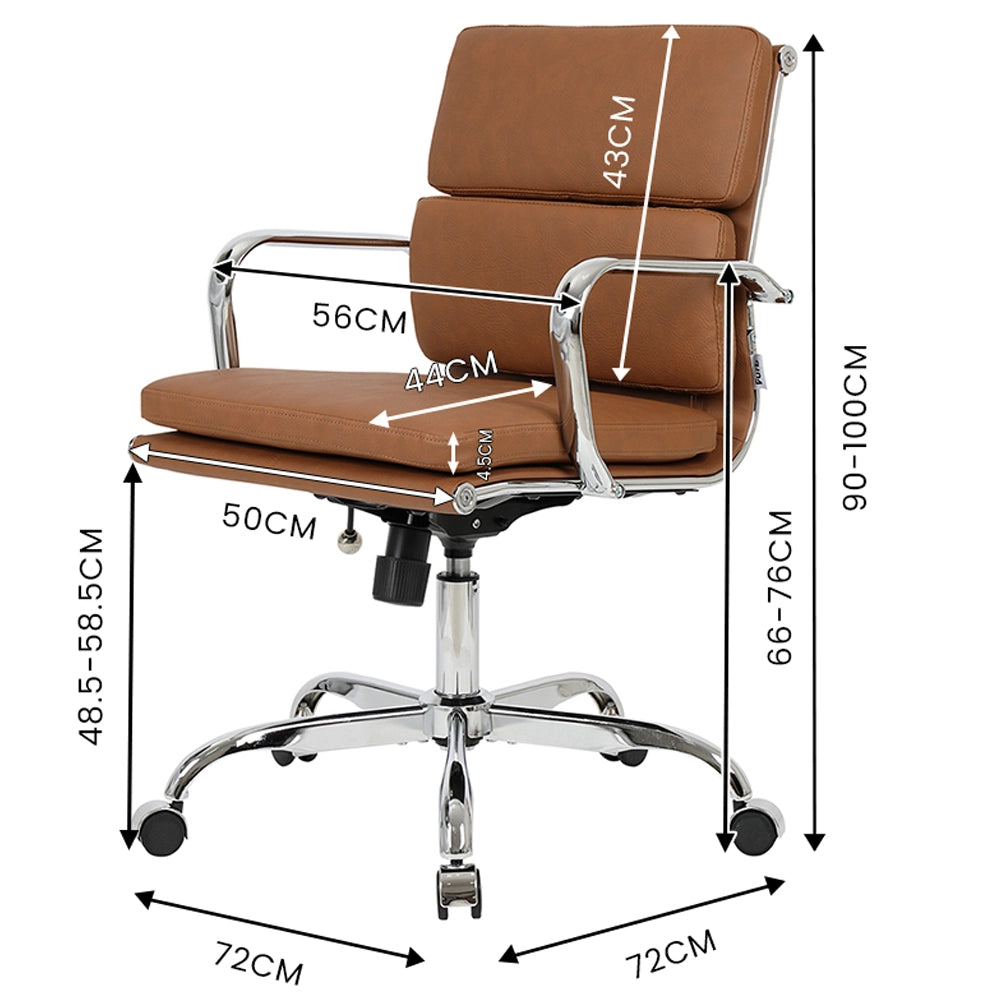 Eames replica executive chair with polished chrome base and PU leather