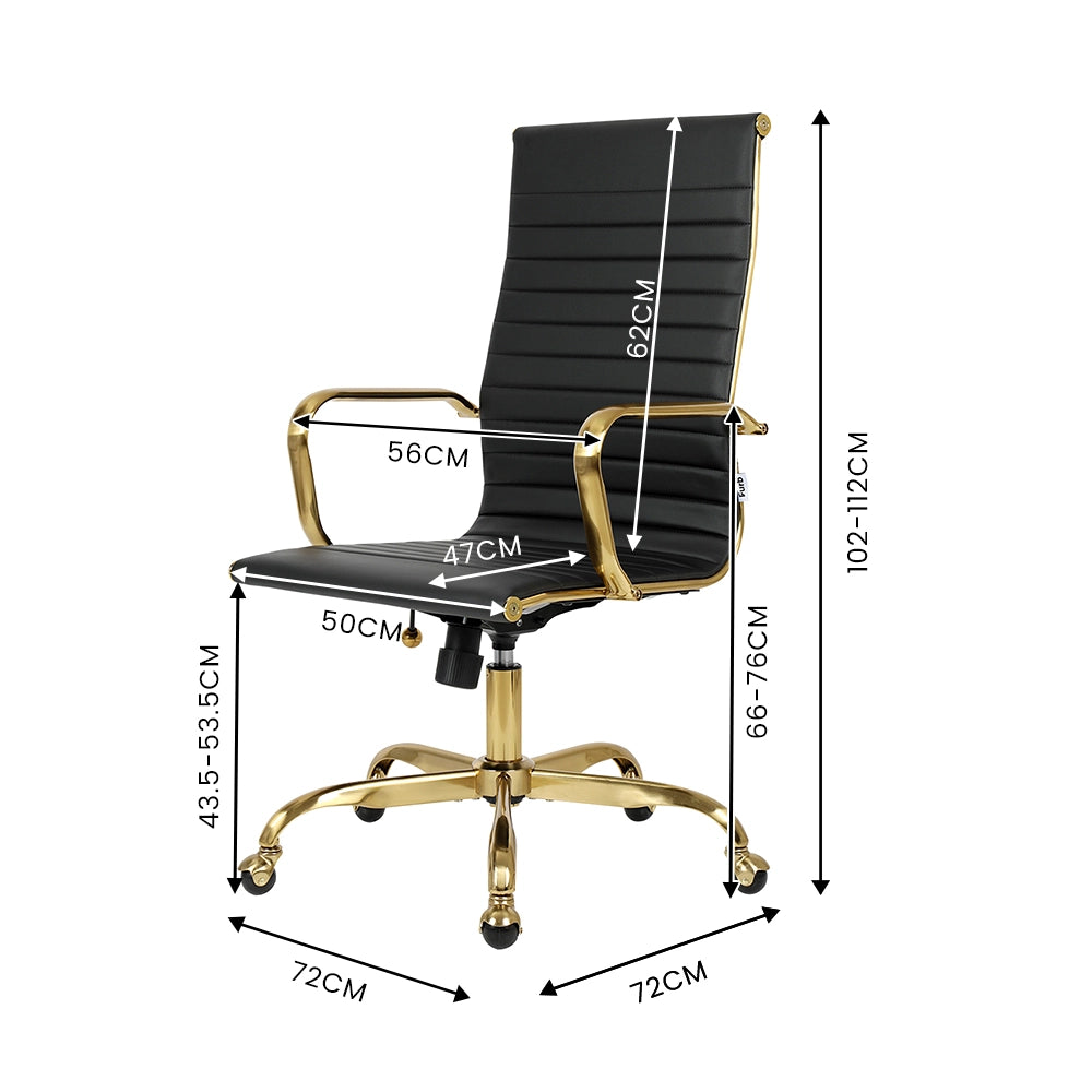 High-back Eames replica chair with chrome base