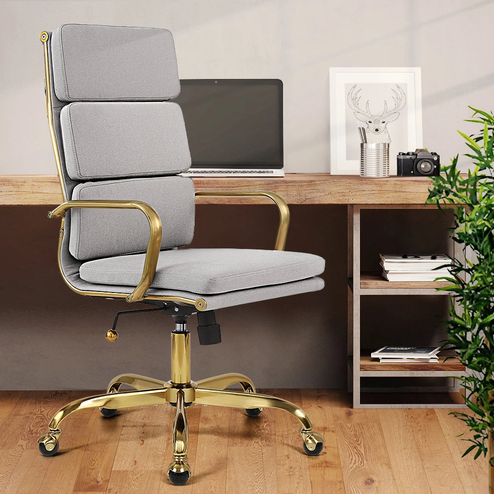 Eames replica executive chair with chrome base and fabric seat