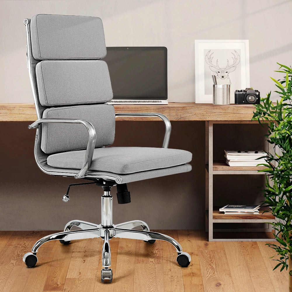 Ergonomic Eames replica chair with fabric upholstery